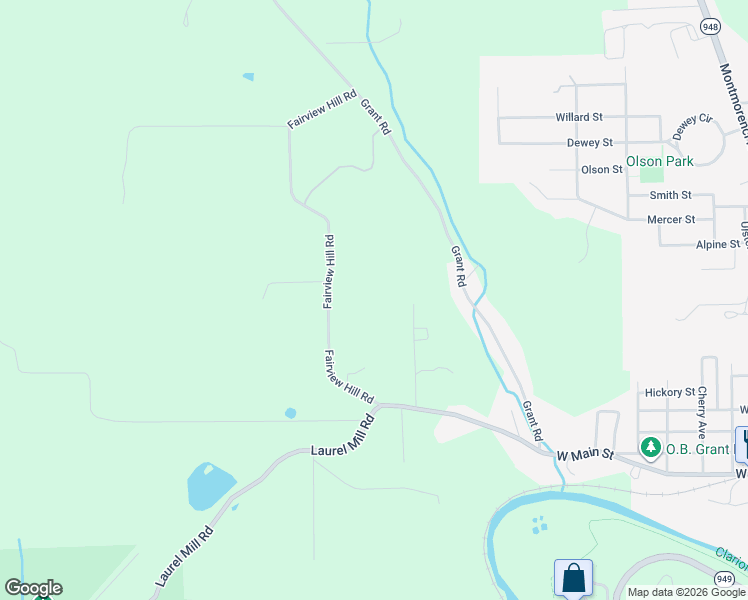 map of restaurants, bars, coffee shops, grocery stores, and more near 410 Fairview Hill Road in Ridgway