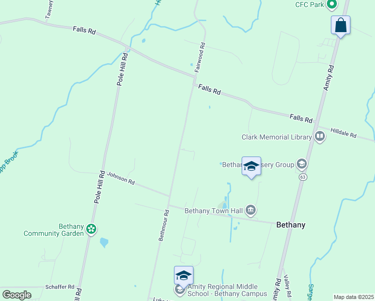 map of restaurants, bars, coffee shops, grocery stores, and more near 50 Fairwood Road in Bethany