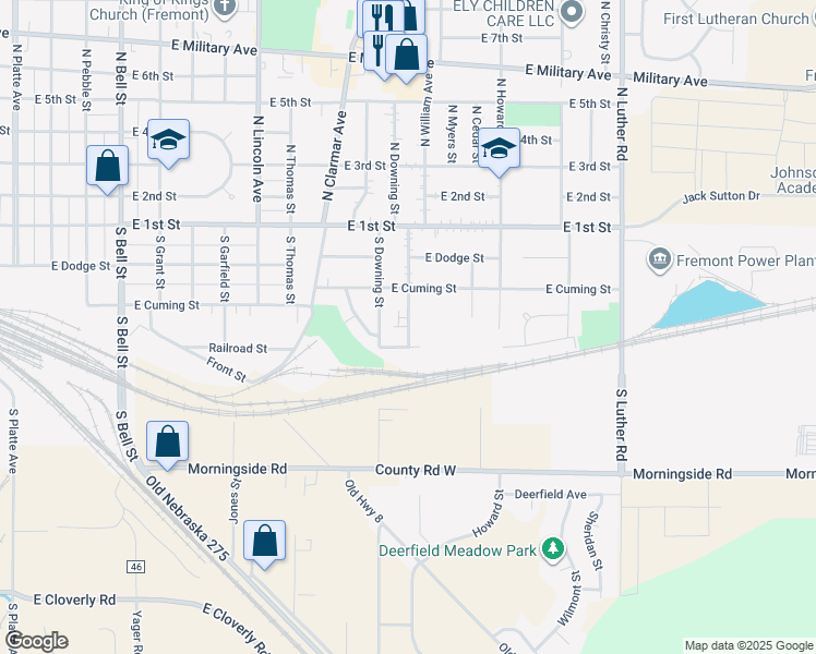 map of restaurants, bars, coffee shops, grocery stores, and more near 335 South William Avenue in Fremont