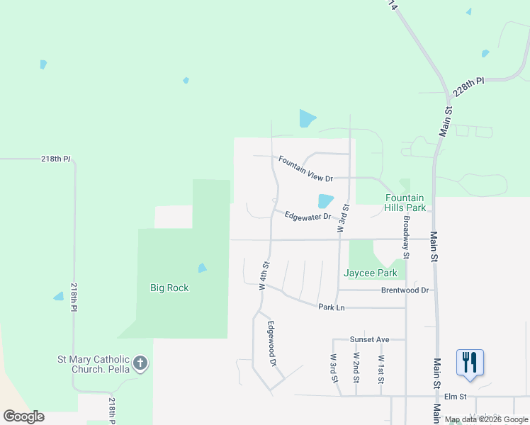 map of restaurants, bars, coffee shops, grocery stores, and more near 1705 West 4th Street in Pella