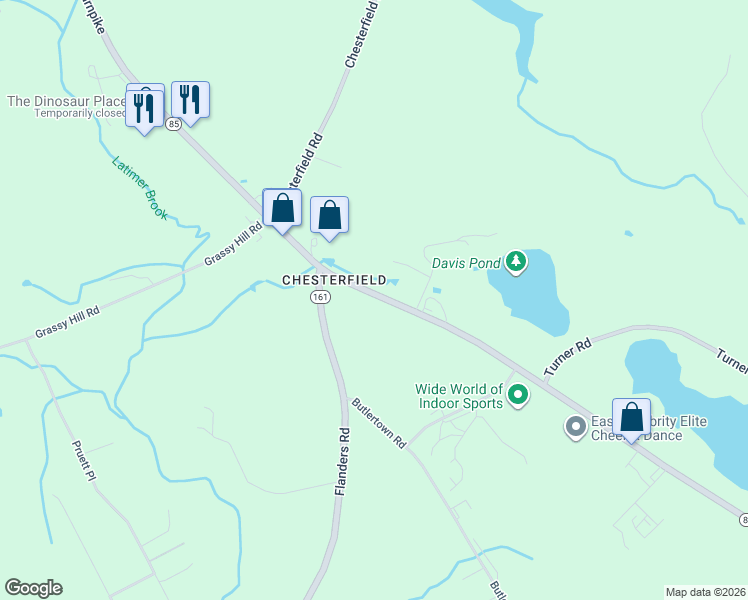 map of restaurants, bars, coffee shops, grocery stores, and more near 1530 Hartford-New London Turnpike in Montville