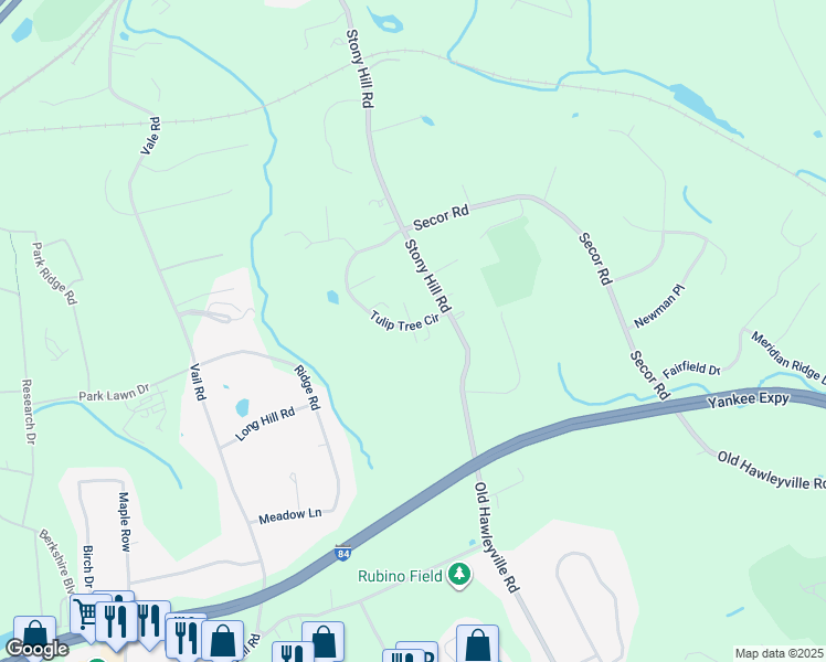 map of restaurants, bars, coffee shops, grocery stores, and more near 12 Walnut Lane in Brookfield