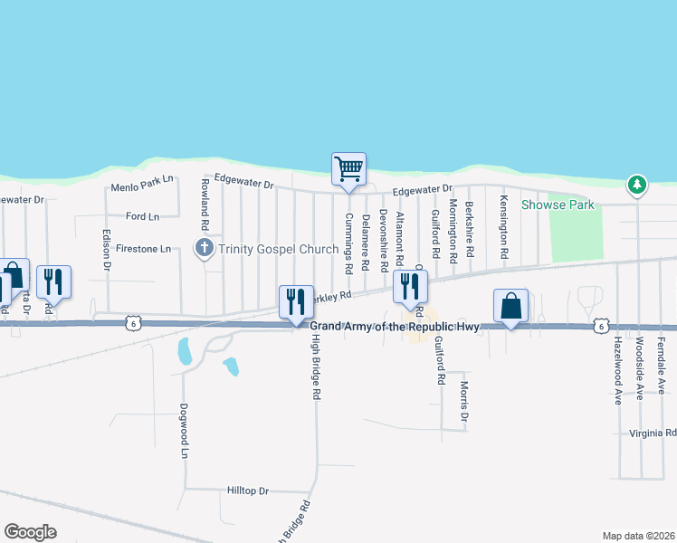 map of restaurants, bars, coffee shops, grocery stores, and more near 345 Roxboro Road in Vermilion