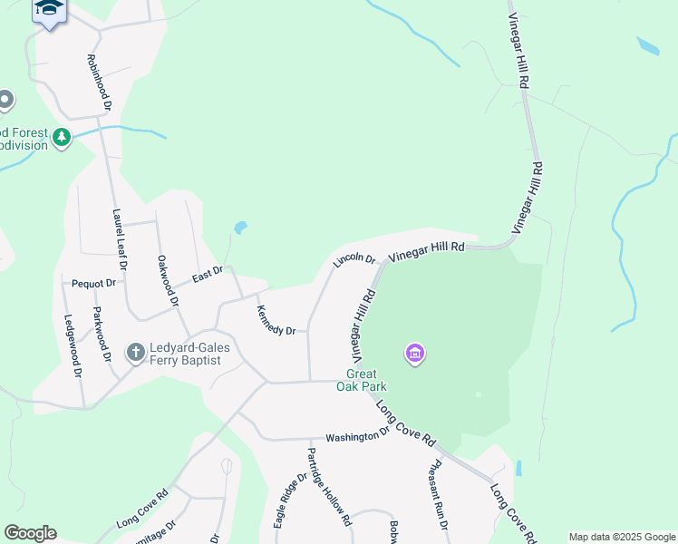map of restaurants, bars, coffee shops, grocery stores, and more near 13 Lincoln Drive in Ledyard
