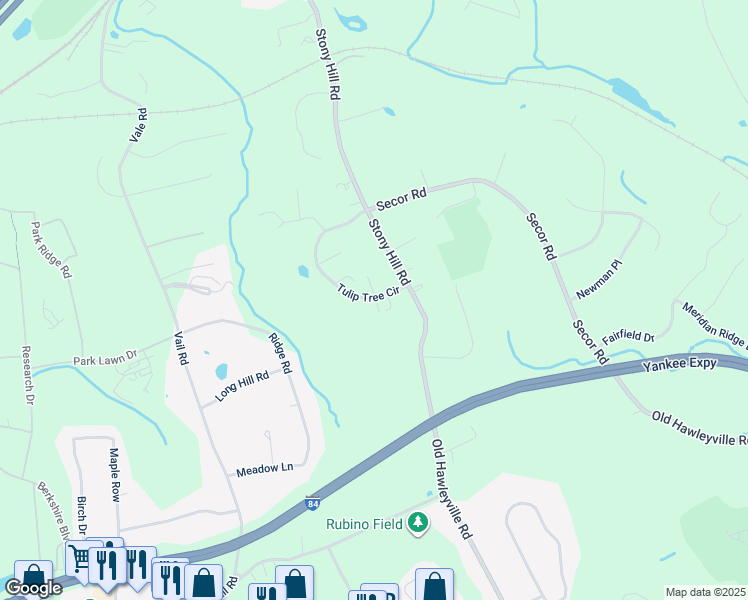 map of restaurants, bars, coffee shops, grocery stores, and more near 12 Walnut Lane in Brookfield