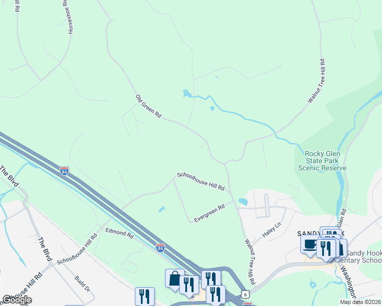 map of restaurants, bars, coffee shops, grocery stores, and more near 7 Old Green Road in Newtown