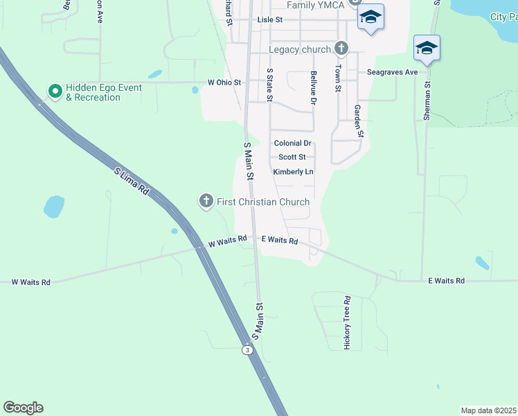 map of restaurants, bars, coffee shops, grocery stores, and more near 1451 South Main Street in Kendallville