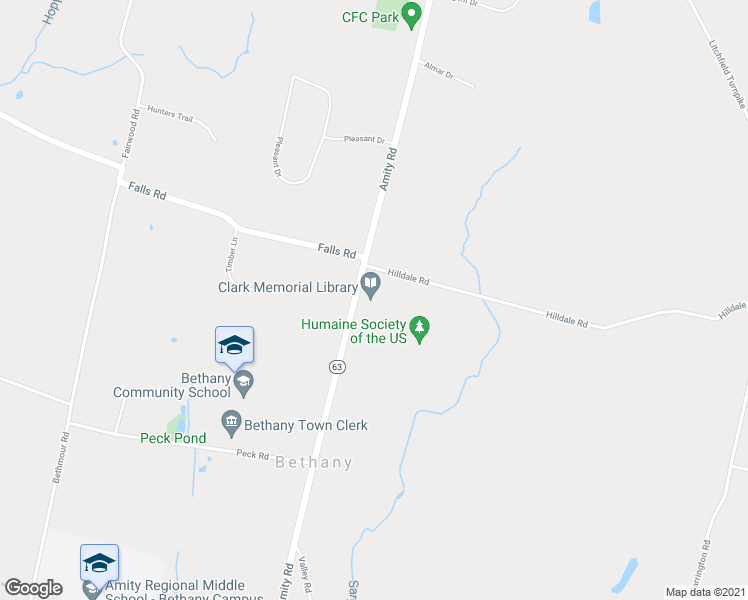 map of restaurants, bars, coffee shops, grocery stores, and more near 538 Amity Road in Bethany