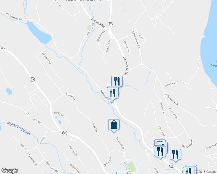 map of restaurants, bars, coffee shops, grocery stores, and more near 2 Stetson Place in Danbury