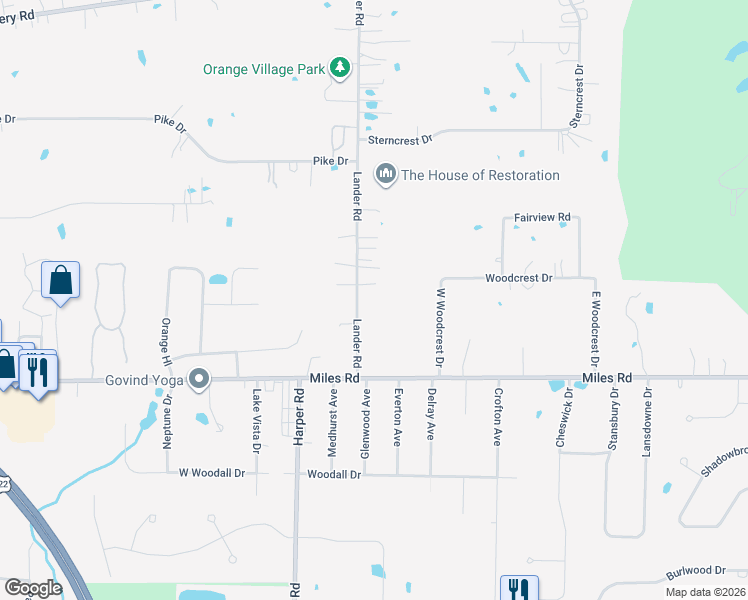 map of restaurants, bars, coffee shops, grocery stores, and more near 4915 Lander Road in Chagrin Falls