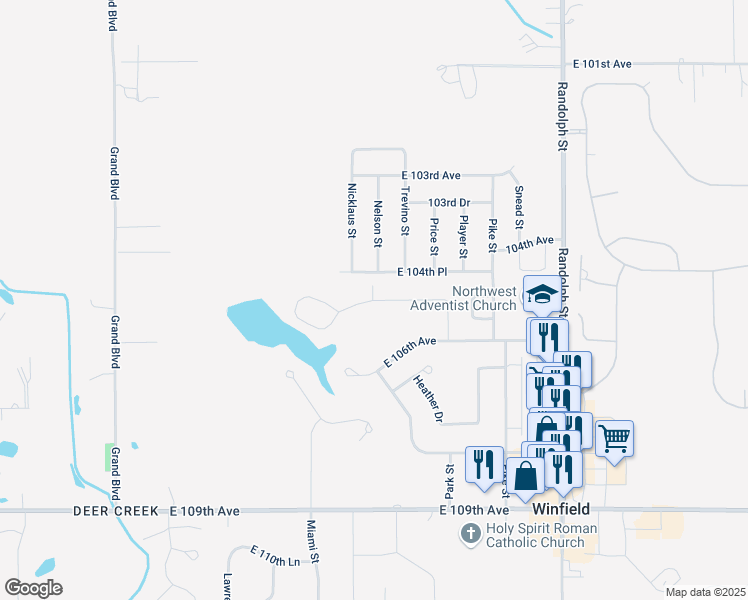 map of restaurants, bars, coffee shops, grocery stores, and more near 7310 Boardwalk Circle in Crown Point