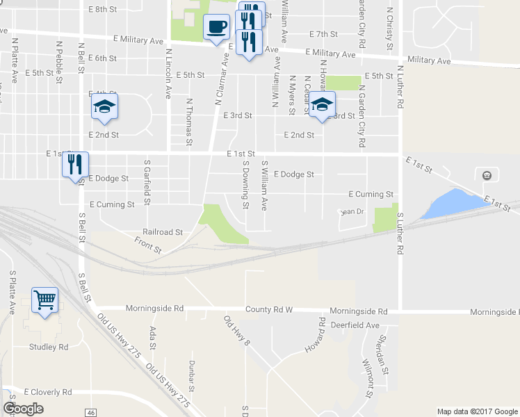 map of restaurants, bars, coffee shops, grocery stores, and more near 335 South William Avenue in Fremont