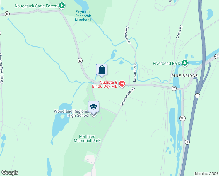 map of restaurants, bars, coffee shops, grocery stores, and more near 139 Pines Bridge Road in Beacon Falls
