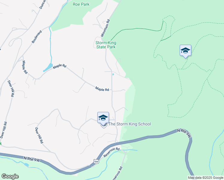 map of restaurants, bars, coffee shops, grocery stores, and more near Mountain Road & Maple Road in Cornwall-on-Hudson
