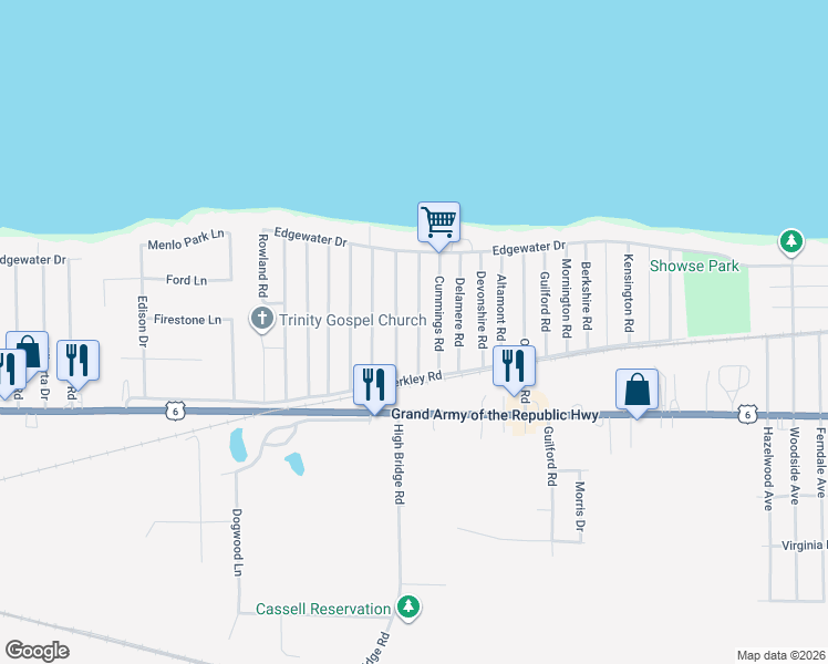 map of restaurants, bars, coffee shops, grocery stores, and more near 345 Roxboro Road in Vermilion