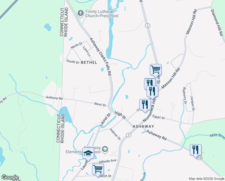 map of restaurants, bars, coffee shops, grocery stores, and more near 40b High Street in Hopkinton