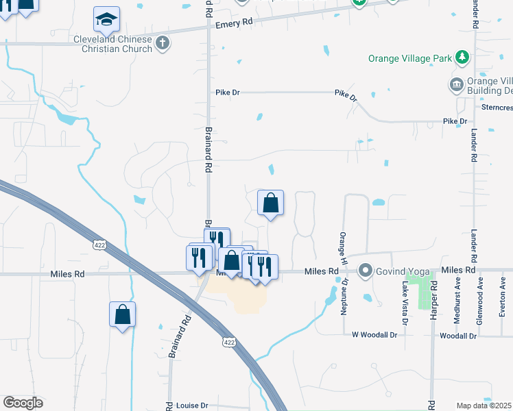 map of restaurants, bars, coffee shops, grocery stores, and more near 255 Blossom Lane in Chagrin Falls