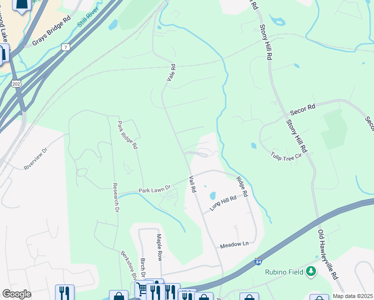 map of restaurants, bars, coffee shops, grocery stores, and more near 8 Monika Lane in Brookfield