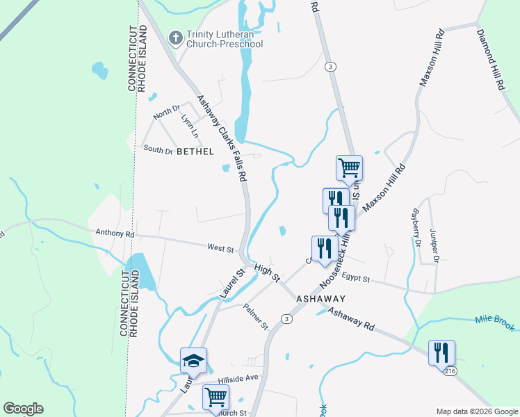map of restaurants, bars, coffee shops, grocery stores, and more near 40b High Street in Hopkinton