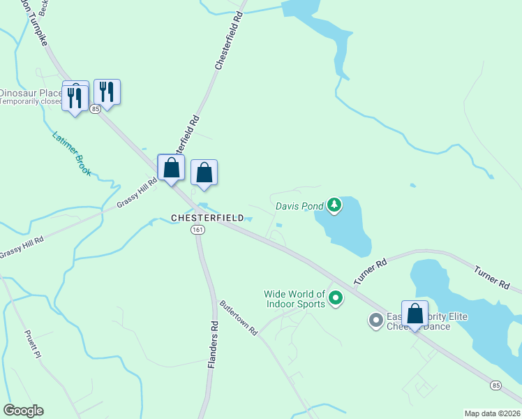 map of restaurants, bars, coffee shops, grocery stores, and more near 1530 Hartford-New London Turnpike in Montville
