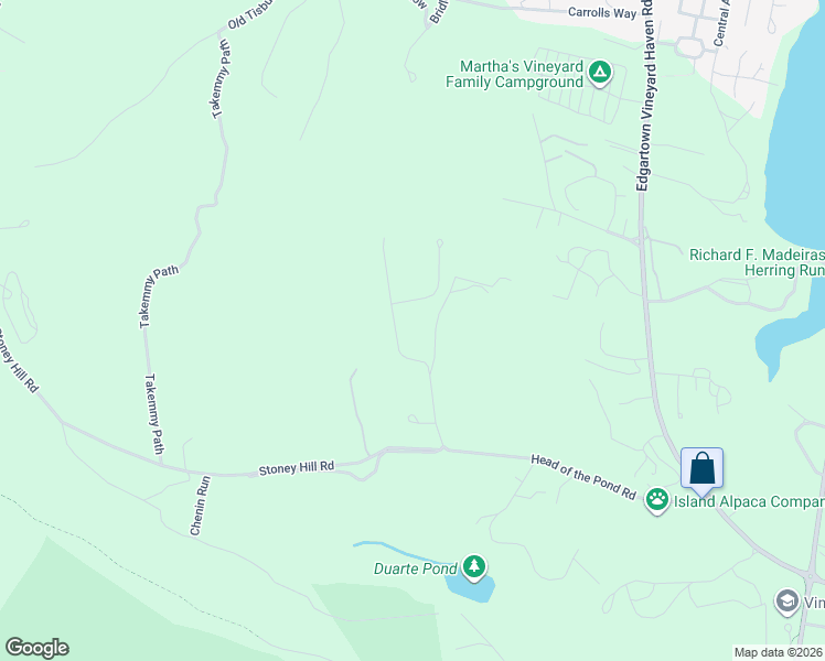 map of restaurants, bars, coffee shops, grocery stores, and more near 39 Bridle Path Road in Oak Bluffs