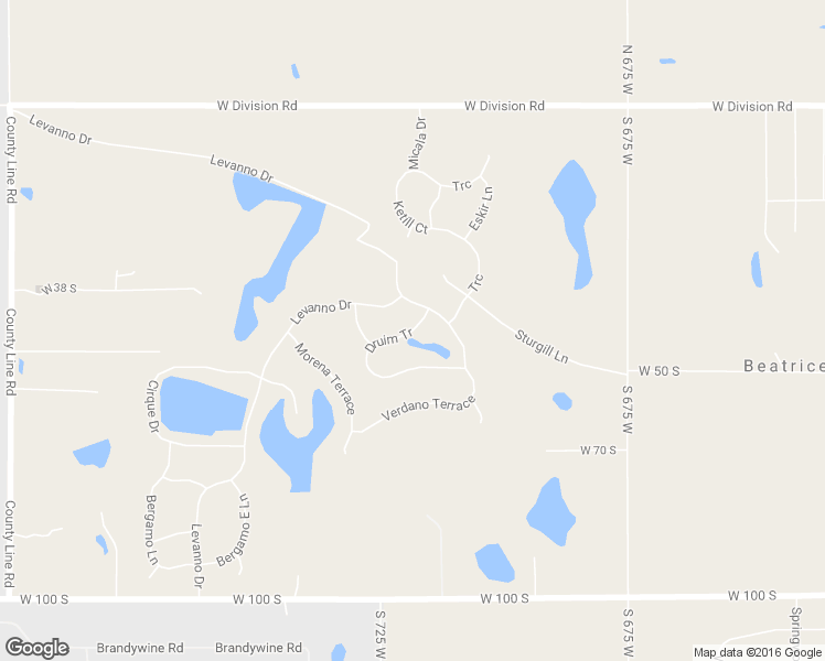 map of restaurants, bars, coffee shops, grocery stores, and more near Druim Tr in Crown Point