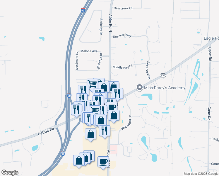 map of restaurants, bars, coffee shops, grocery stores, and more near in 