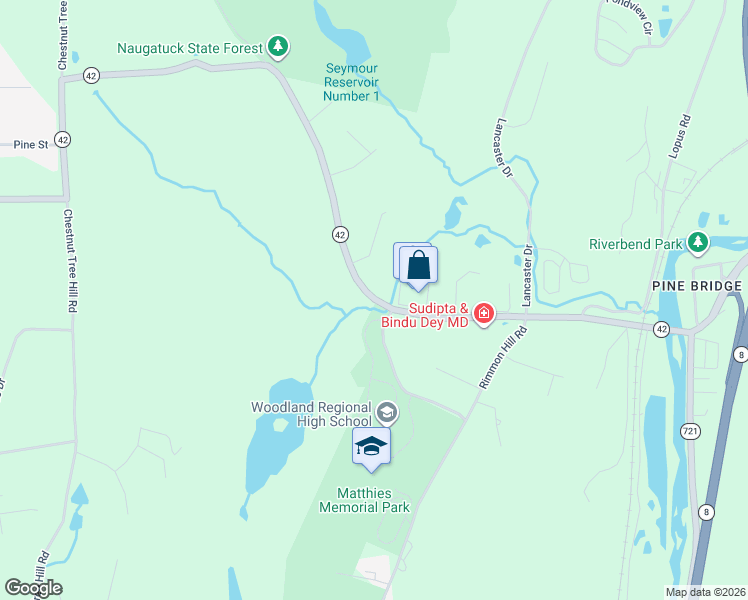 map of restaurants, bars, coffee shops, grocery stores, and more near 210-212 Pinesbridge Road in Beacon Falls