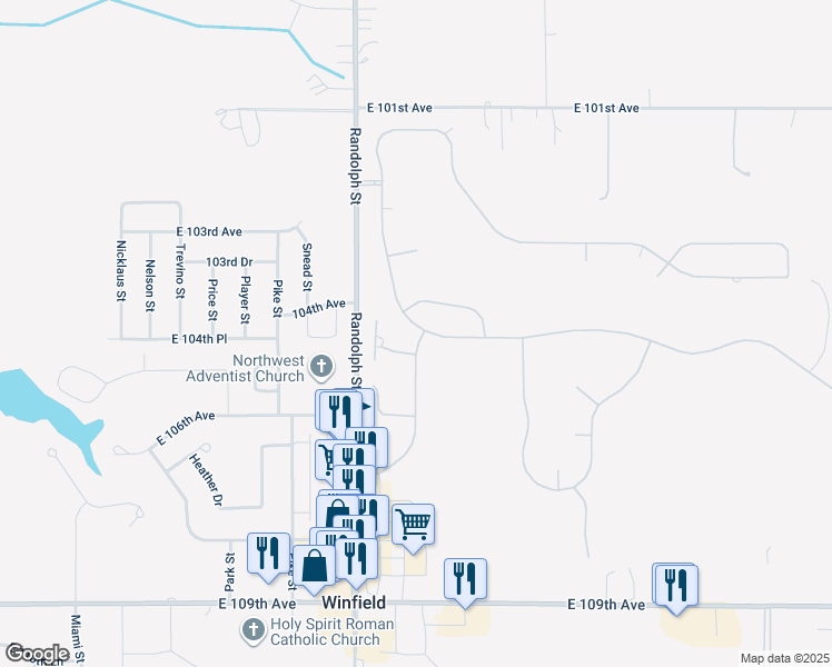 map of restaurants, bars, coffee shops, grocery stores, and more near 10450 Doubletree Drive North in Crown Point