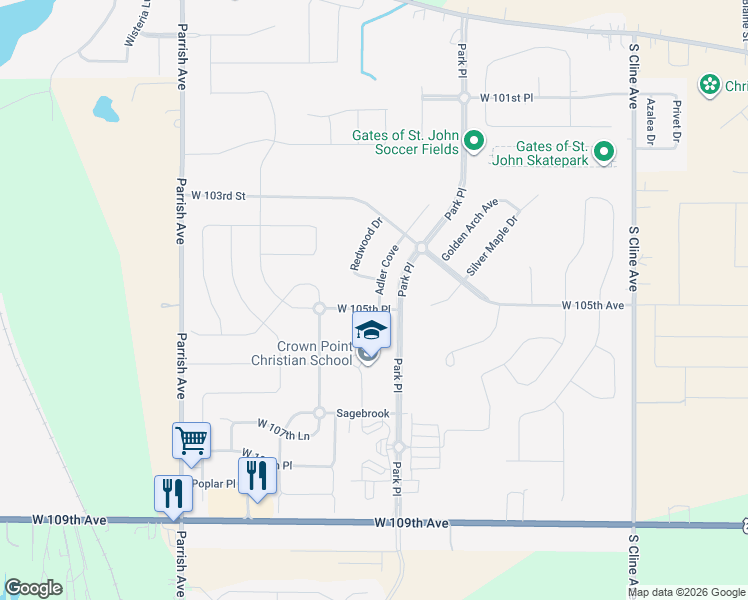 map of restaurants, bars, coffee shops, grocery stores, and more near 8905 Birch Lane in Saint John