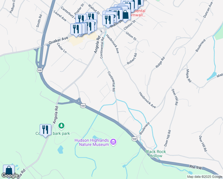 map of restaurants, bars, coffee shops, grocery stores, and more near 8 Land Mark Drive in Cornwall
