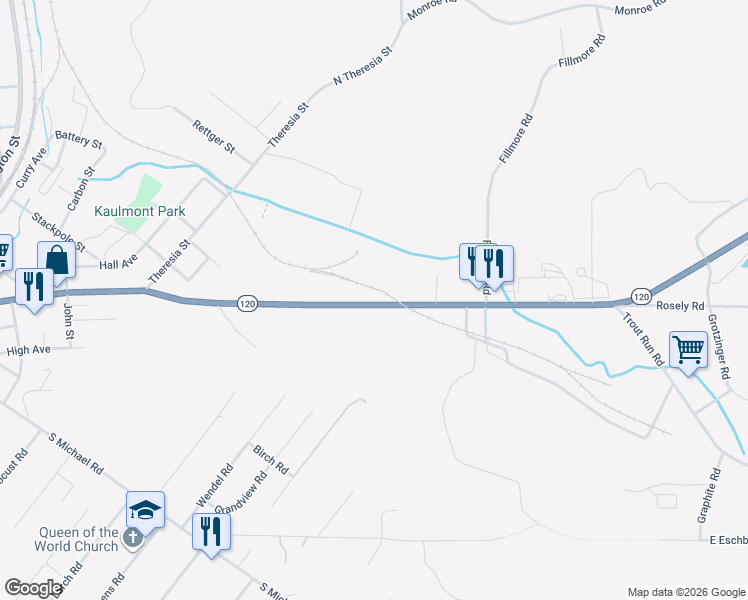 map of restaurants, bars, coffee shops, grocery stores, and more near 1017 Brusselles Street in Saint Marys