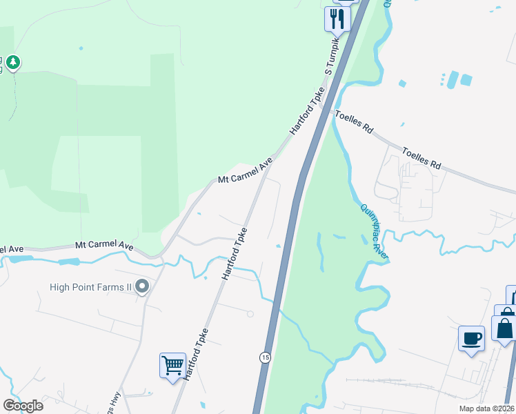 map of restaurants, bars, coffee shops, grocery stores, and more near 2057 Hartford Turnpike in North Haven