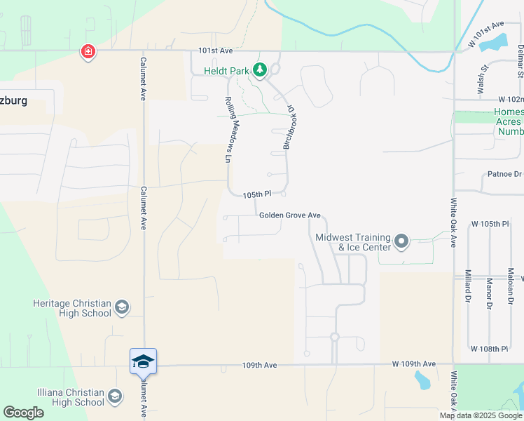 map of restaurants, bars, coffee shops, grocery stores, and more near 13768 Golden Grove Avenue in Dyer