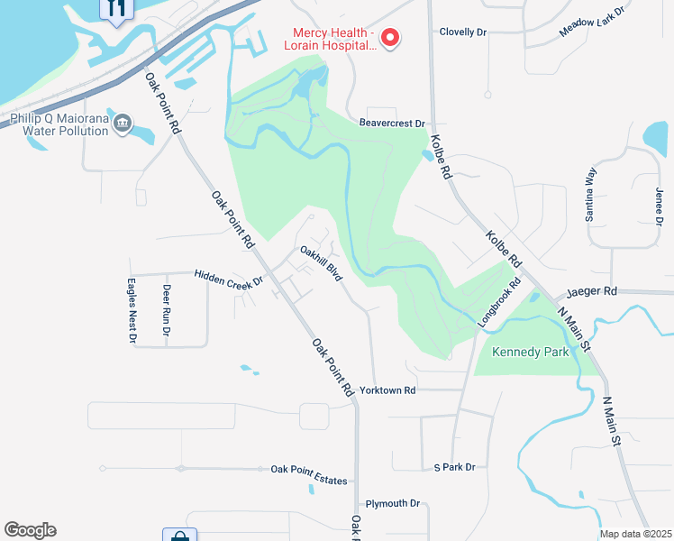 map of restaurants, bars, coffee shops, grocery stores, and more near 4861 Oakhill Boulevard in Lorain