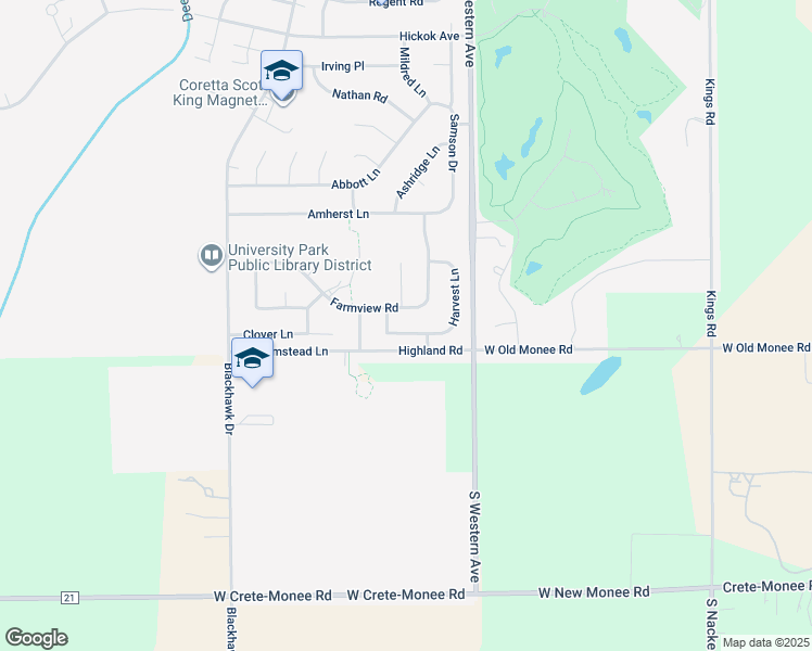 map of restaurants, bars, coffee shops, grocery stores, and more near 525 Farmview Road in University Park