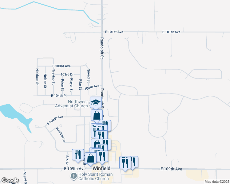 map of restaurants, bars, coffee shops, grocery stores, and more near 10450 Doubletree Drive North in Crown Point