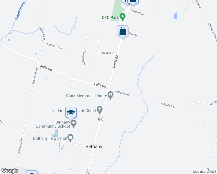 map of restaurants, bars, coffee shops, grocery stores, and more near 0 Falls Road in Bethany