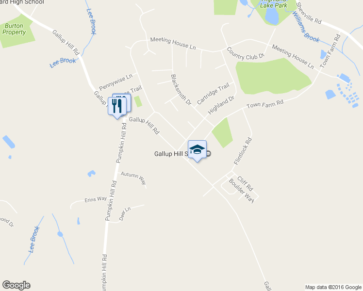 map of restaurants, bars, coffee shops, grocery stores, and more near 3 Highland Drive in Ledyard