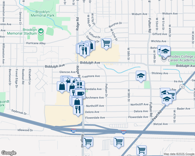map of restaurants, bars, coffee shops, grocery stores, and more near 6503 Traymore Avenue in Brooklyn