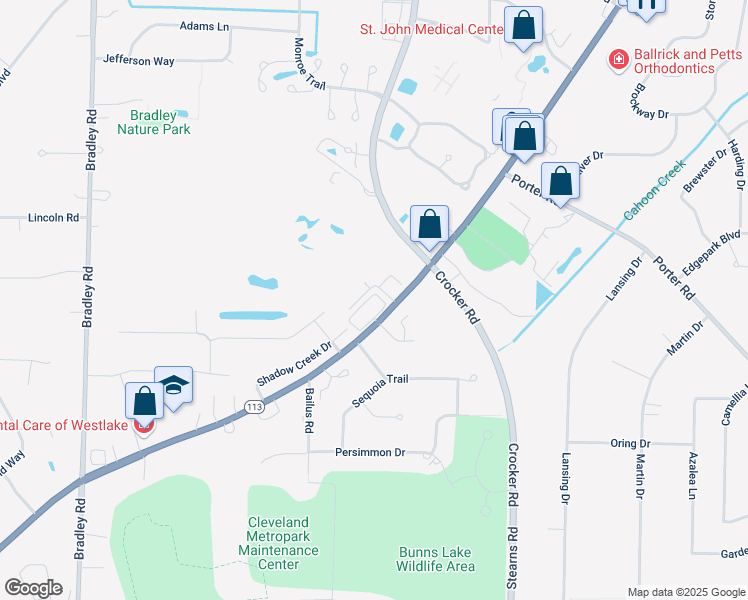 map of restaurants, bars, coffee shops, grocery stores, and more near 29842 Center Ridge Road in Westlake