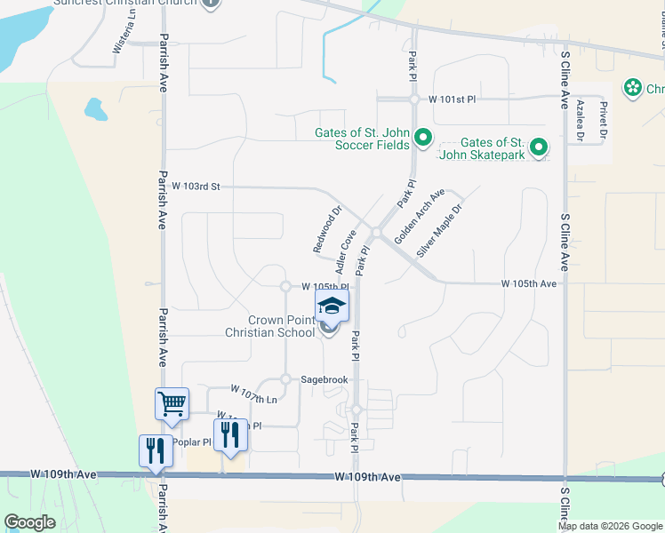 map of restaurants, bars, coffee shops, grocery stores, and more near 8905 Birch Lane in Saint John