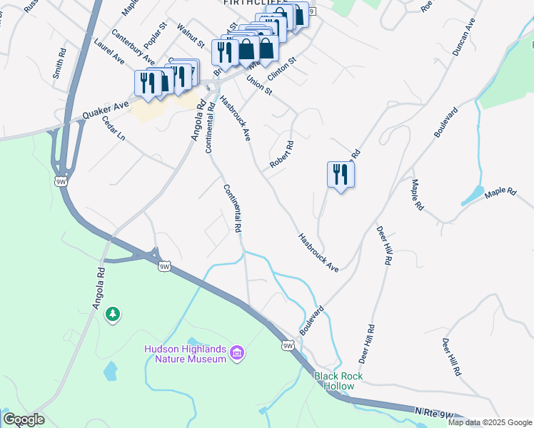 map of restaurants, bars, coffee shops, grocery stores, and more near 58-80 Hasbrouck Avenue in Cornwall
