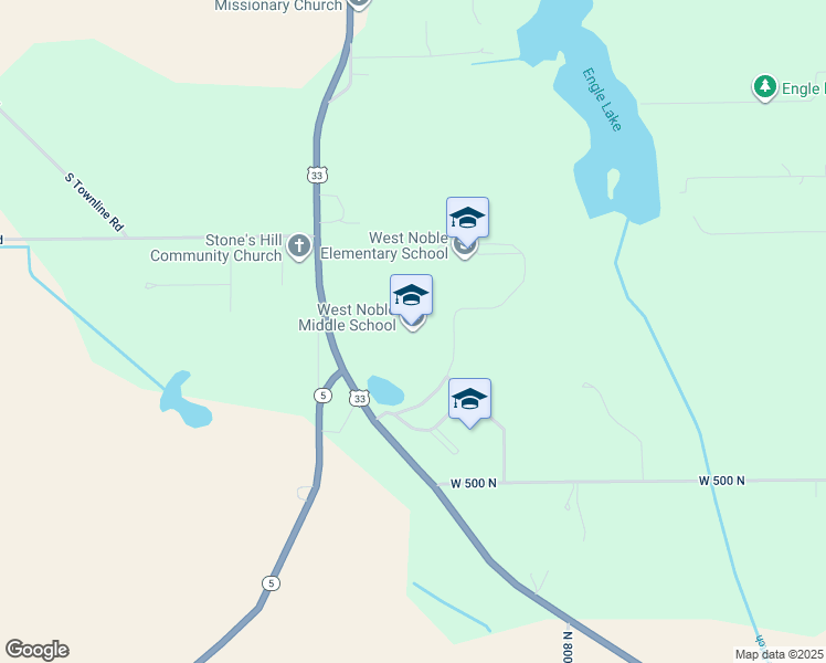 map of restaurants, bars, coffee shops, grocery stores, and more near 5194 U.S. 33 in Ligonier