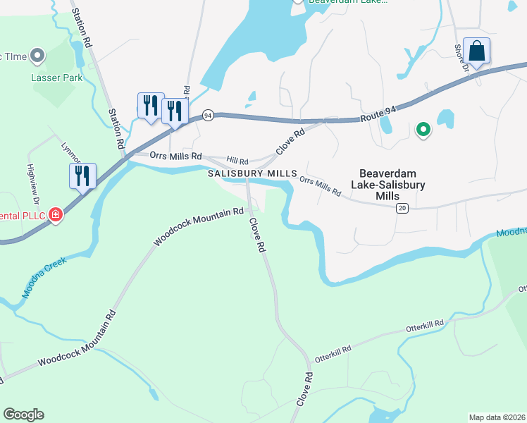 map of restaurants, bars, coffee shops, grocery stores, and more near 45 Clove Road in Orange County