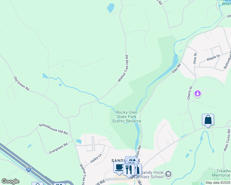 map of restaurants, bars, coffee shops, grocery stores, and more near 58 Walnut Tree Hill Road in Newtown