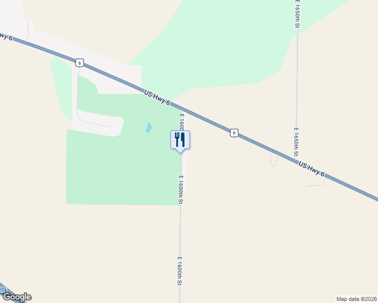 map of restaurants, bars, coffee shops, grocery stores, and more near 18390-19498 East 1600th Street in Geneseo