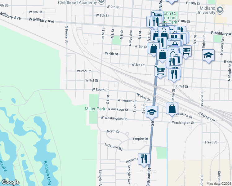 map of restaurants, bars, coffee shops, grocery stores, and more near 530 West Jensen Street in Fremont