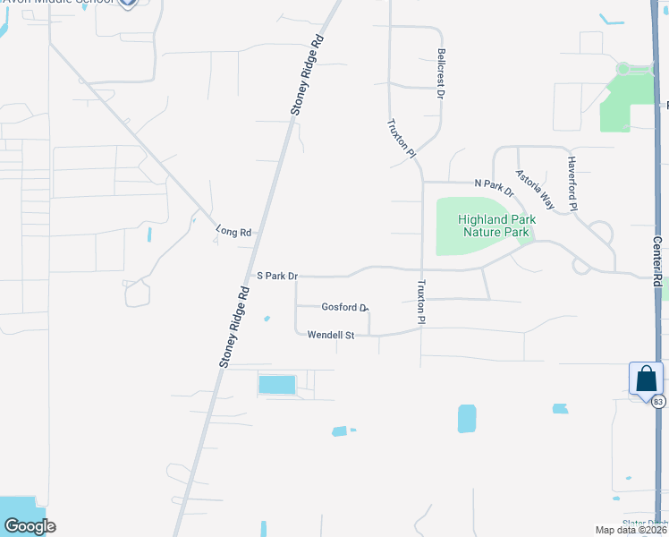 map of restaurants, bars, coffee shops, grocery stores, and more near 36527 South Park Drive in Avon