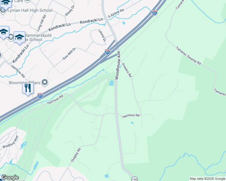 map of restaurants, bars, coffee shops, grocery stores, and more near 347 Woodhouse Avenue in Wallingford